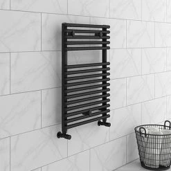Monza Black 730 x 500 Round Bar Heated Towel Rail