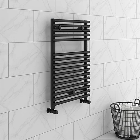 Monza Black 730 x 500 Round Bar Heated Towel Rail 3 Monza Black 730 x 500 Round Bar Heated Towel Rail