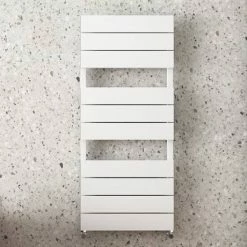 Monza White Aluminium Heated Towel Rail 1150 x 500mm Flat Panels -Radiators Shop MZAL5W d2 460