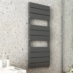 Monza Anthracite Aluminium Heated Towel Rail 1200 x 500mm Curved Panels