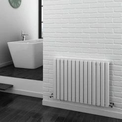 Metro Horizontal Radiator - White - Single Panel (600mm High) -Radiators Shop Metro Horizontal Radiator White Single Panel 600mm High DETAIL4 460