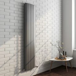 Nova Anthracite Vertical Double Panel Aluminium Radiator 1800 x 372mm (4 Section)
