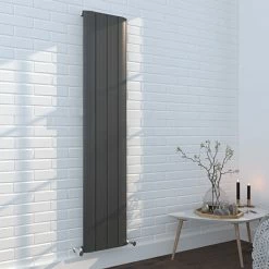 Nova Anthracite Vertical Single Panel Aluminium Radiator 1800 x 375mm (4 Section)