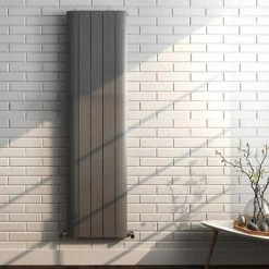 Nova Anthracite Vertical Double Panel Aluminium Radiator 1800 x 466mm (5 Section) -Radiators Shop NVAL35DA d2 460