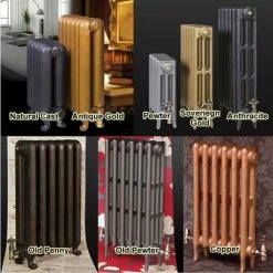Paladin Sloane 450mm High 7 Section Electric Cast Iron Radiator with 1200w Heating Element -Radiators Shop Paladin metallic painted 460 3