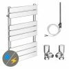 Milan 500 x 840mm Heated Towel Rail (incl. Valves + Electric Heating Kit) -Radiators Shop RAD01 EHK p