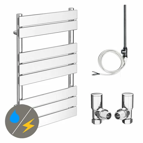 Milan 500 x 840mm Heated Towel Rail (incl. Valves + Electric Heating Kit) 3 Milan 500 x 840mm Heated Towel Rail (incl. Valves + Electric Heating Kit)