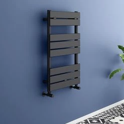 Milan Matt Black 840mm x 500mm Heated Towel Rail