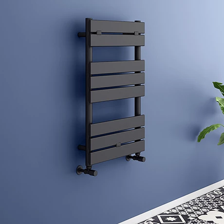 Milan Matt Black 840mm x 500mm Heated Towel Rail 3 Milan Matt Black 840mm x 500mm Heated Towel Rail