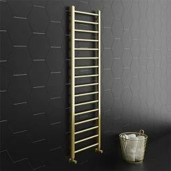 Arezzo 1600 x 500mm Brushed Brass Straight Heated Towel Rail