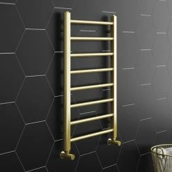 Arezzo 800 x 500mm Brushed Brass Straight Heated Towel Rail