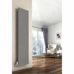 Reina Flat Vertical Double Panel Designer Radiator - 1800 x 292mm - Stone Grey
