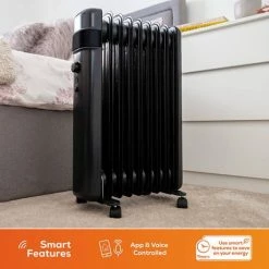 TCP Smart 2000W Black Wi-Fi Energy Saving Portable Free-Standing Oil 9 Finned Radiator -Radiators Shop SMABLOILRAD2000WEX20 D2 460