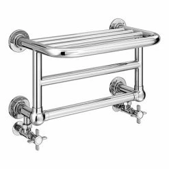 Chatsworth Traditional 300 x 500mm Chrome Heated Towel Rail Shelf
