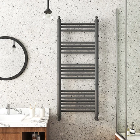 Keswick Anthracite Traditional 500 x 1200mm Heated Towel Rail 3 Keswick Anthracite Traditional 500 x 1200mm Heated Towel Rail