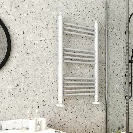 Keswick White Traditional 500 x 800mm Heated Towel Rail 4 Keswick White Traditional 500 x 800mm Heated Towel Rail - Image 2
