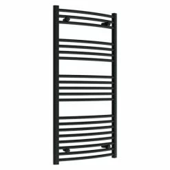 Toreno Black Curved W600 x H1200mm Heated Towel Rail