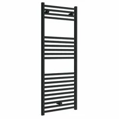 Toreno Black W600 x H1200mm Heated Towel Rail - Straight