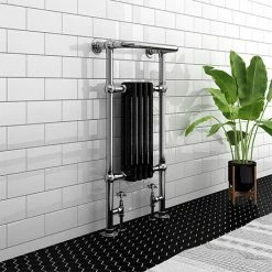 Westport Traditional 963 x 493mm Black Heated Towel Rail Radiator