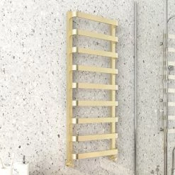 Venice Brushed Brass Designer Heated Towel Rail (500 x 1200mm)
