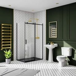 Venice Brushed Brass Designer Heated Towel Rail (500 x 1200mm) -Radiators Shop VENBB125 d3 460