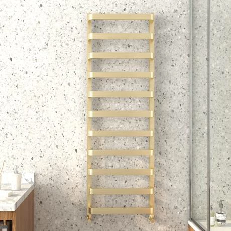Venice Brushed Brass Designer Heated Towel Rail (500 x 1500mm) 4 Venice Brushed Brass Designer Heated Towel Rail (500 x 1500mm) - Image 2