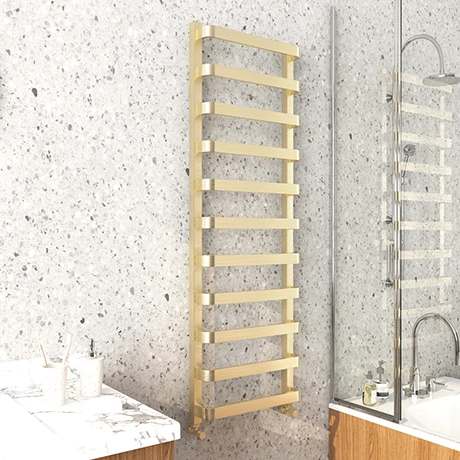 Venice Brushed Brass Designer Heated Towel Rail (500 x 1500mm) 3 Venice Brushed Brass Designer Heated Towel Rail (500 x 1500mm)