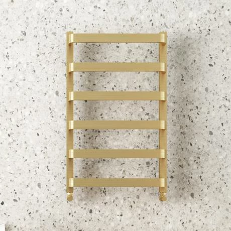 Venice Brushed Brass Designer Heated Towel Rail (500 x 800mm) 4 Venice Brushed Brass Designer Heated Towel Rail (500 x 800mm) - Image 2