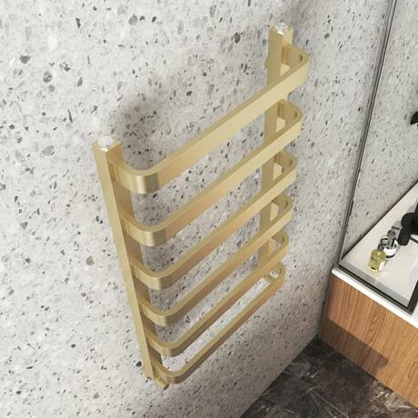 Venice Brushed Brass Designer Heated Towel Rail (500 x 800mm) 5 Venice Brushed Brass Designer Heated Towel Rail (500 x 800mm) - Image 3