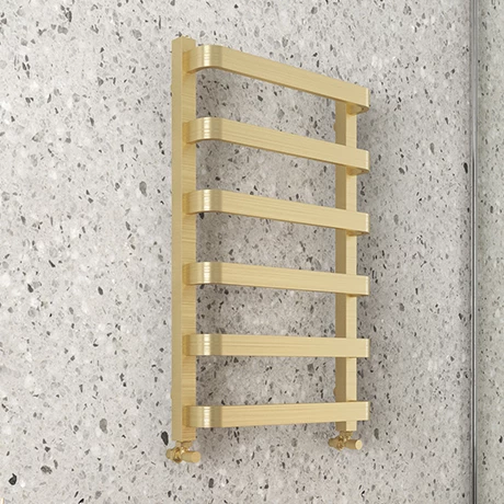 Venice Brushed Brass Designer Heated Towel Rail (500 x 800mm) 3 Venice Brushed Brass Designer Heated Towel Rail (500 x 800mm)
