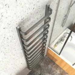 Venice Brushed Black Nickel Designer Heated Towel Rail (500 x 1500mm) -Radiators Shop VENBN155 d2 460