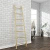 Venice Brushed Brass Leaning Ladder 1800 x 500mm Heated Towel Rail -Radiators Shop VNR1BB P