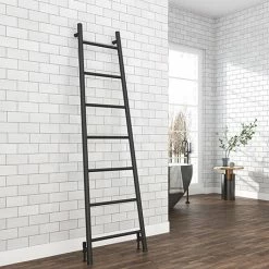 Venice Matt Black Leaning Ladder 1800 x 500mm Heated Towel Rail