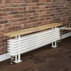 Keswick 480 x 1200mm Cast Iron Style 4 Column White Bench Radiator